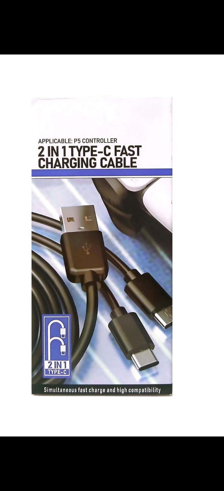 CABLE CARGA CONTROL PS5 2 EN 1 TIPO C 2M